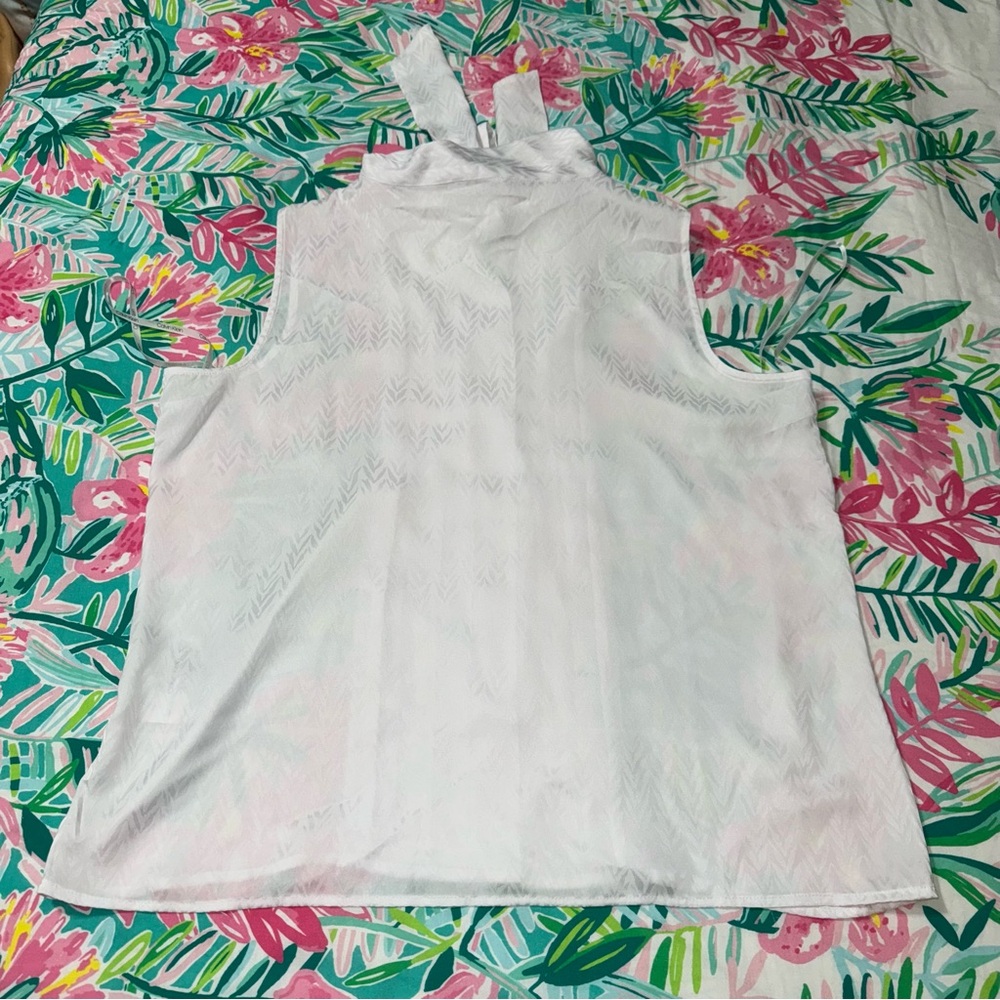 Calvin Klein NWT! White Sleeveless Tie-Front Blouse Size XL - Picture 15 of 17